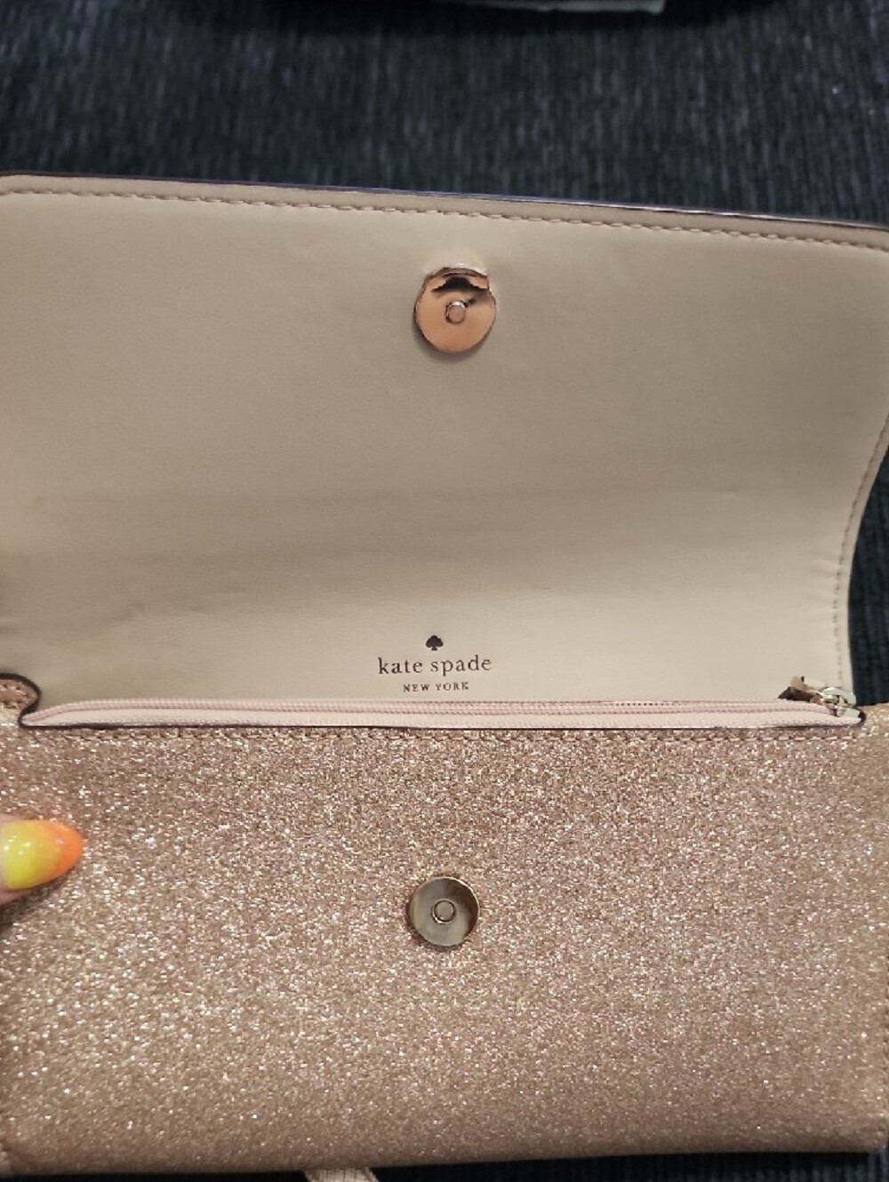 kate spade glitter wristlet in rose gold tone - Picture 3 of 7